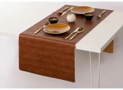 Tafelloper Troja 44x145cm - lederlook - karamel- Tafellopers