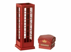 J line Decoratieve Accessoires|Telefooncel Antiek 38,5x11,5x11,5cm - metaal - rood