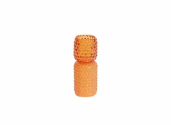Theelichthouder Bublini H20,5cm - glas - oranje- Kaars & Houder