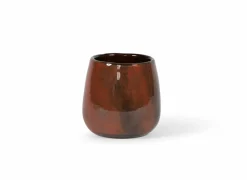 Theelichthouder H11cm - glas - rood & zwart- Kaars & Houder