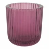 Cosy & Trendy Kaars & Houder|Theelichthouder Ribs Ø9x9cm - glas - paars