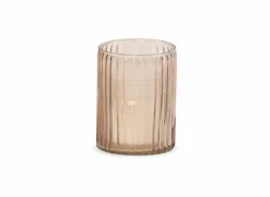 Theelichthouder Ø8x10cm - glas - amber- Kaars & Houder