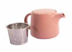 Theepotten|Theepot met infuser 62cl - stoneware & RVS - roze
