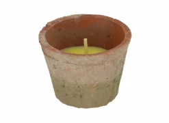 Tuinkaars Citronella  H6,5cm - aged teracotta - steen- Kaars & Houder