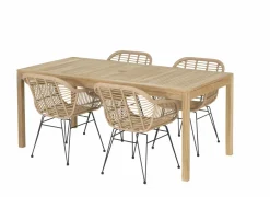 Tuinset Voodoo 180x90cm met 4 tuinstoelen Flores- Tuinsets