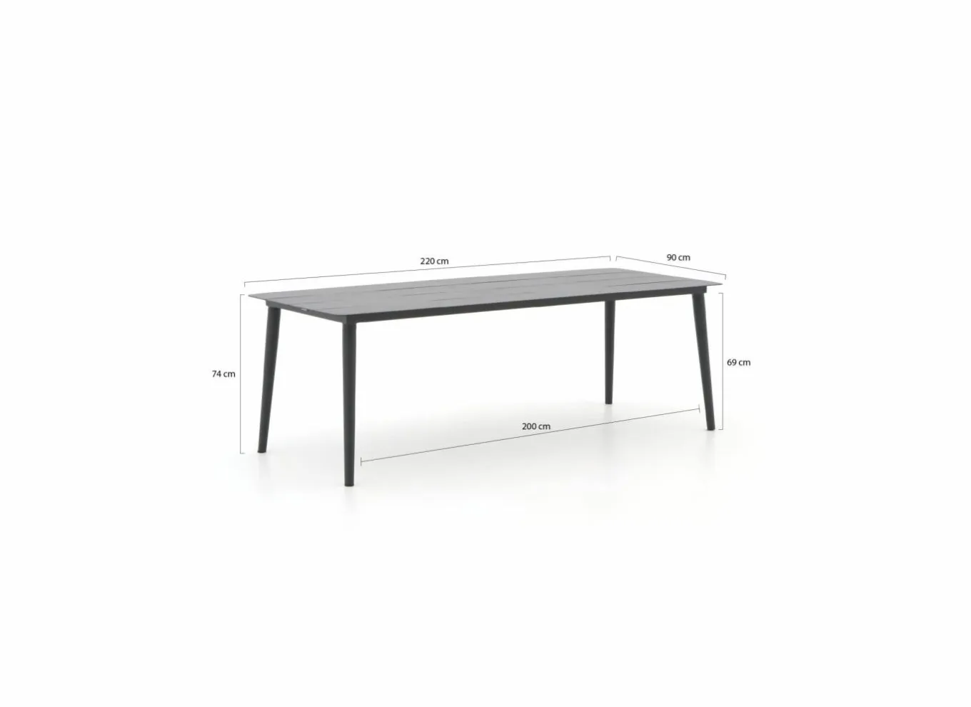 Tuintafels|Tuintafel Shore 220x90cm - aluminium - antraciet