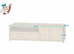 Tv-meubel Amarillo 160cm - eik massief & fineer & decor - naturel- Tv-Meubels|Tv-Meubels