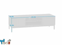 Tv-meubel Aquilano 145cm - acacia massief & decor - zwart- Tv-Meubels|Tv-Meubels