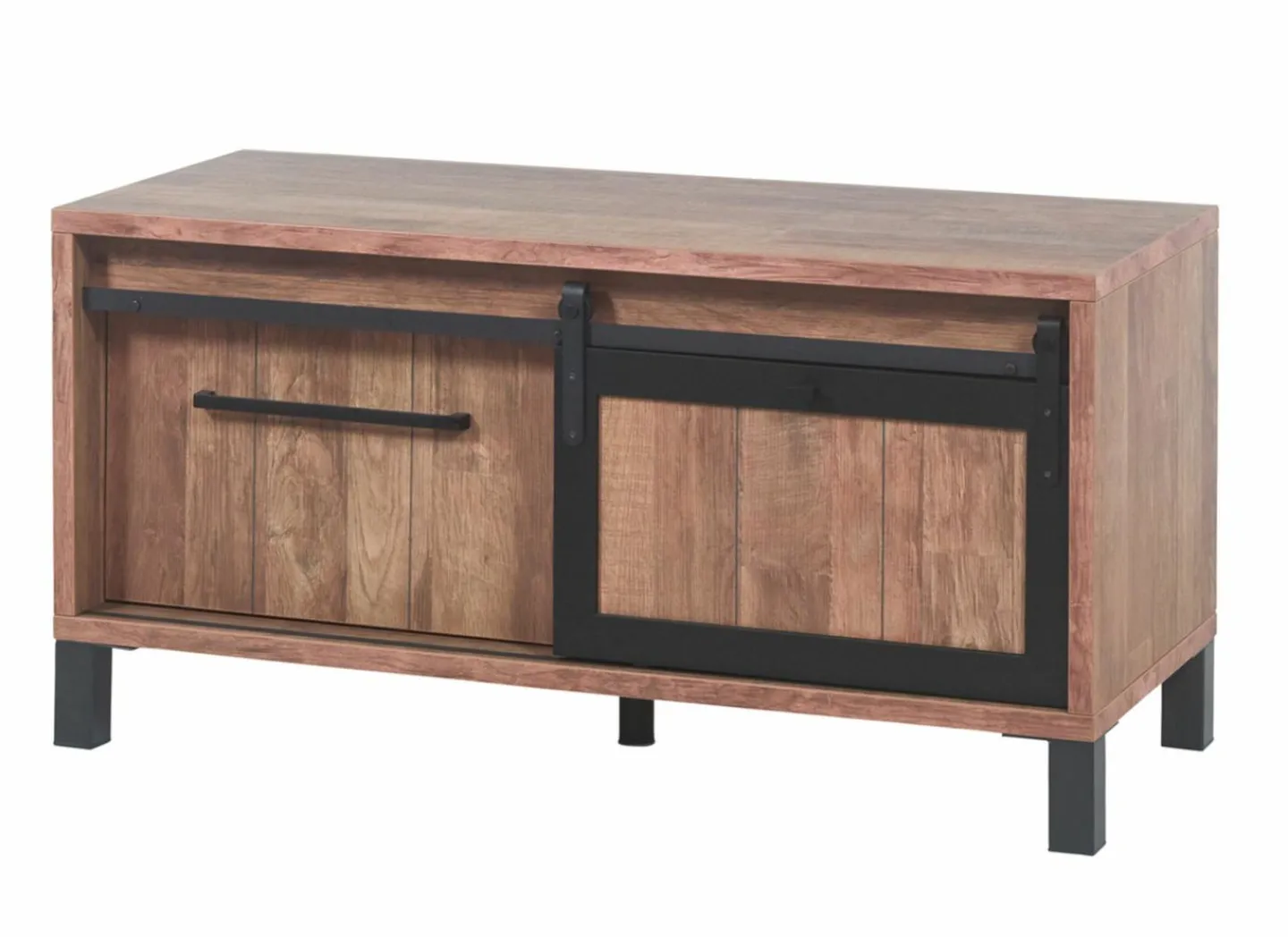Tv-meubel 122cm - decor - old teak & matt black- Tv-Meubels|Tv-Meubels