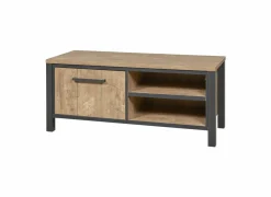 Tv-meubel 126cm - decor - oranje teakhout & mat zwart- Tv-Meubels|Tv-Meubels