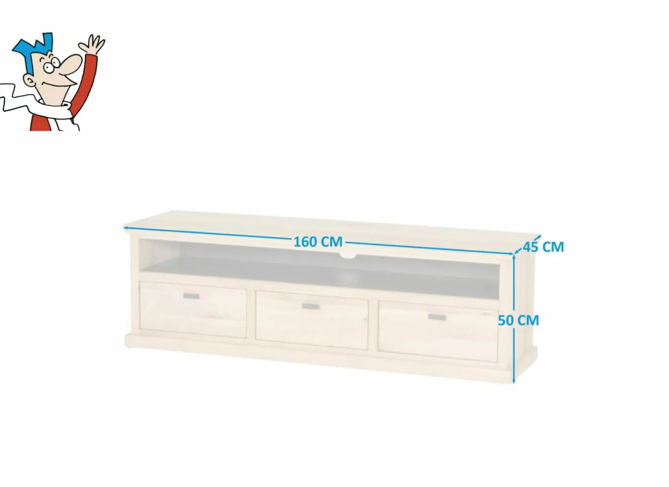 Tv-Meubels|Tv-Meubels|Tv-meubel Grimaldi 160cm - eik massief & decor - naturel