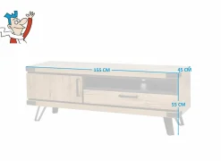 Tv-meubel Neto 155cm - decor - scarlet eik- Tv-Meubels|Tv-Meubels