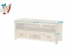 Tv-meubel Ploutos 125cm - mango massief - naturel- Tv-Meubels|Tv-Meubels