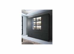 Vitrinekasten|Vitrinekasten|Vitrinekast Valencia 240cm - melamine - zwarte eik