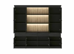 Vitrinekasten|Vitrinekasten|Vitrinekast Valencia 240cm - melamine - zwarte eik