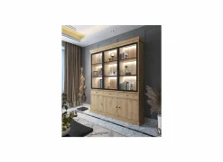 Vitrinekasten|Vitrinekasten|Vitrinekast Valencia 182cm - melamine - lichte eik