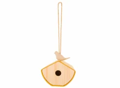 Vogelhuisje 16x16x16,5cm - bamboevezel - naturel- Tuindecoratie