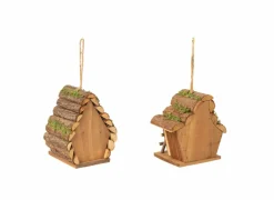 Vogelhuisje 17x12x17cm - dennenhout - bruin- Tuindecoratie