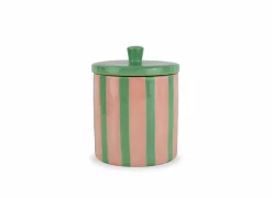 Bewaardozen|Decoratieve Accessoires|Voorraadpot 0,85cm - stoneware - groen & roze