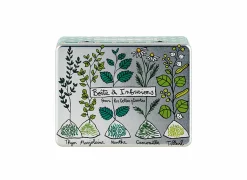 Bewaardozen|Voorraadpot Deco Plantes 20,5x14,5xH7cm - metaal - multicolor