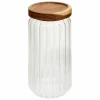 Voorraadpot Harmony 1L - glas - transparant & acacia- Bewaardozen