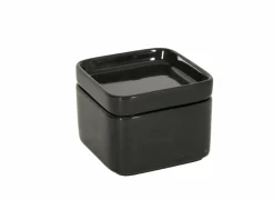 Bewaardozen|Voorraadpot Square Cup 10x10x5,5cm - keramiek - zwart glanzend