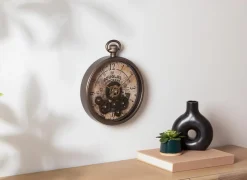 Klokken & Wekkers|Wandklok Awa Ø27cm - kunststof & glas - bruin