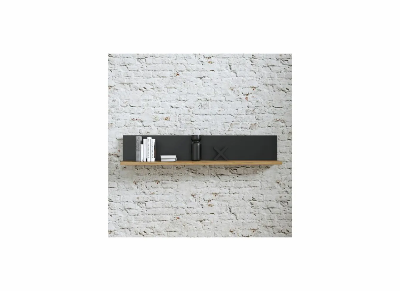 Wandplanken|Wandplanken|Wandplank Kaszimiro 160x22x30cm - decor - waterford eik & zwart