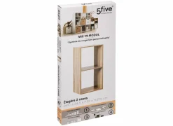 Wandrek Mix N' Modul 2 vakken 34,5x32x67,5cm - decor - naturel- Wandrekken|Wandrekken