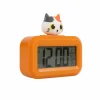 Klokken & Wekkers|Wekker Kat 9x2,5x8cm - kunststof - oranje