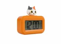 Klokken & Wekkers|Wekker Kat 9x2,5x8cm - kunststof - oranje