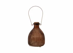 Wespenpot geribbeld 12,3x17,80cm - glas - bruin & grijs- Vazen & Bloempotten|Poetsgerief