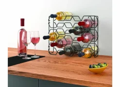 Wijnrek Hexagon 43x12x34cm - metaal - zwart- Wijnrekken|Wijnrekken