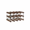 Wijnrek 42x23x23cm - metaal & hout massief - donkere eik- Wijnrekken|Wijnrekken