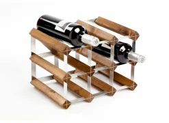 Wijnrek 42x23x23cm - metaal & hout massief - donkere eik- Wijnrekken|Wijnrekken