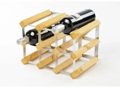Wijnrek 32x23x23cm - metaal & hout massief - lichte eik- Wijnrekken|Wijnrekken