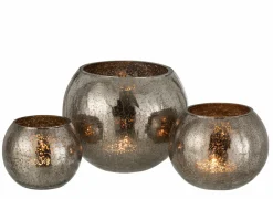 J line Kaars & Houder|Windlicht Bol Craquele