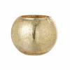 Kaars & Houder|Windlicht Bol craquele effect H16cm - glas - goud