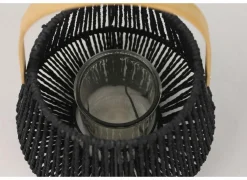 Windlicht Cana H17,5cm - papier & bamboe - zwart- Kaars & Houder