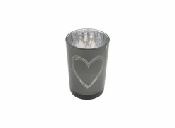 Mars & More Windlicht Heart H18cm - glas - grijs- Kaars & Houder