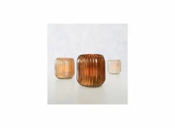 Windlicht Remsa H8,5cm - glas - beige/bruin- Kaars & Houder