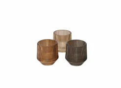 Windlicht Tiago H10cm - glas - beige/bruin- Herfstdecoratie|Kaars & Houder