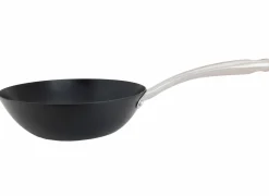 Cosy & Trendy Wokpan Fusion Pro  Ø22,5cm - koolstofstaal - zilver/zwart- Wokpannen