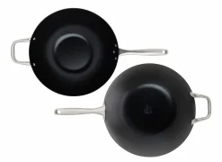 Cosy & Trendy Wokpan Fusion Pro Ø36cm - koolstofstaal - zwart & zilver- Wokpannen