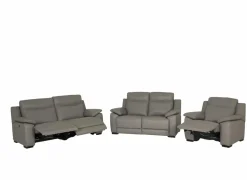 Zetel Curry  2,5+2+1-zit - leder - asgrijs met relax- Zetels