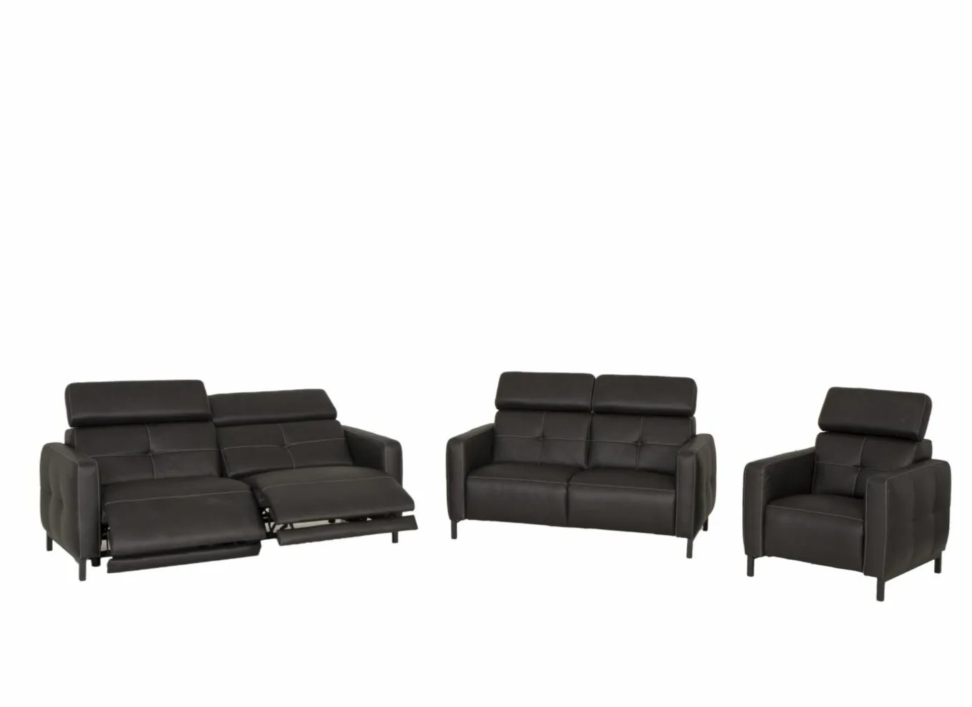 Zetels|Zetel Dervaux 3+2+1-zit - stof - antraciet met relax