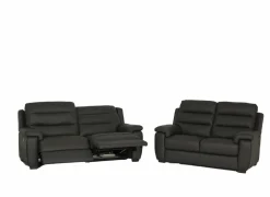 Zetel Folk 2,5+2-zit - leder - antraciet met relax- Zetels