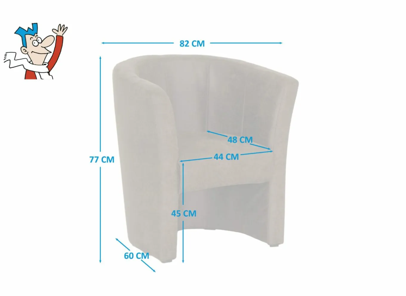 Fauteuils|Zetels|Zetel Mini Kuip 82x60x77cm - stof - cognac