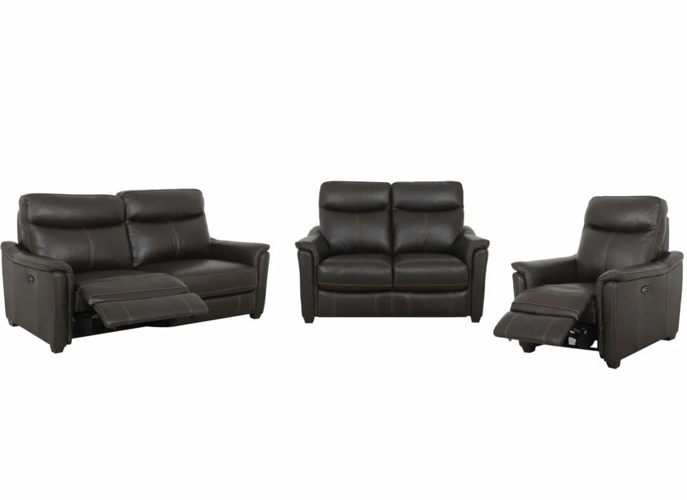 Zetels|Zetel Wise 2,5+2+1-zit - leder - walnut elektrisch