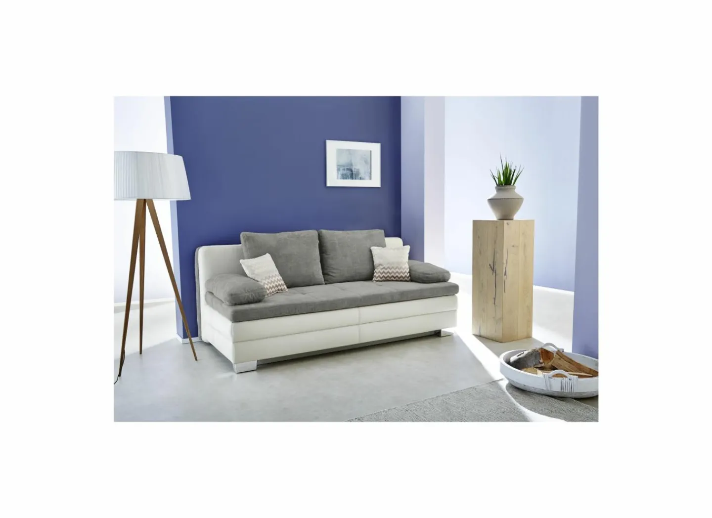 Zetelbed Lincoln 2 persoons - 203x102cm - stof & lederlook - beige & grijs- Zetelbedden|Slaapbanken